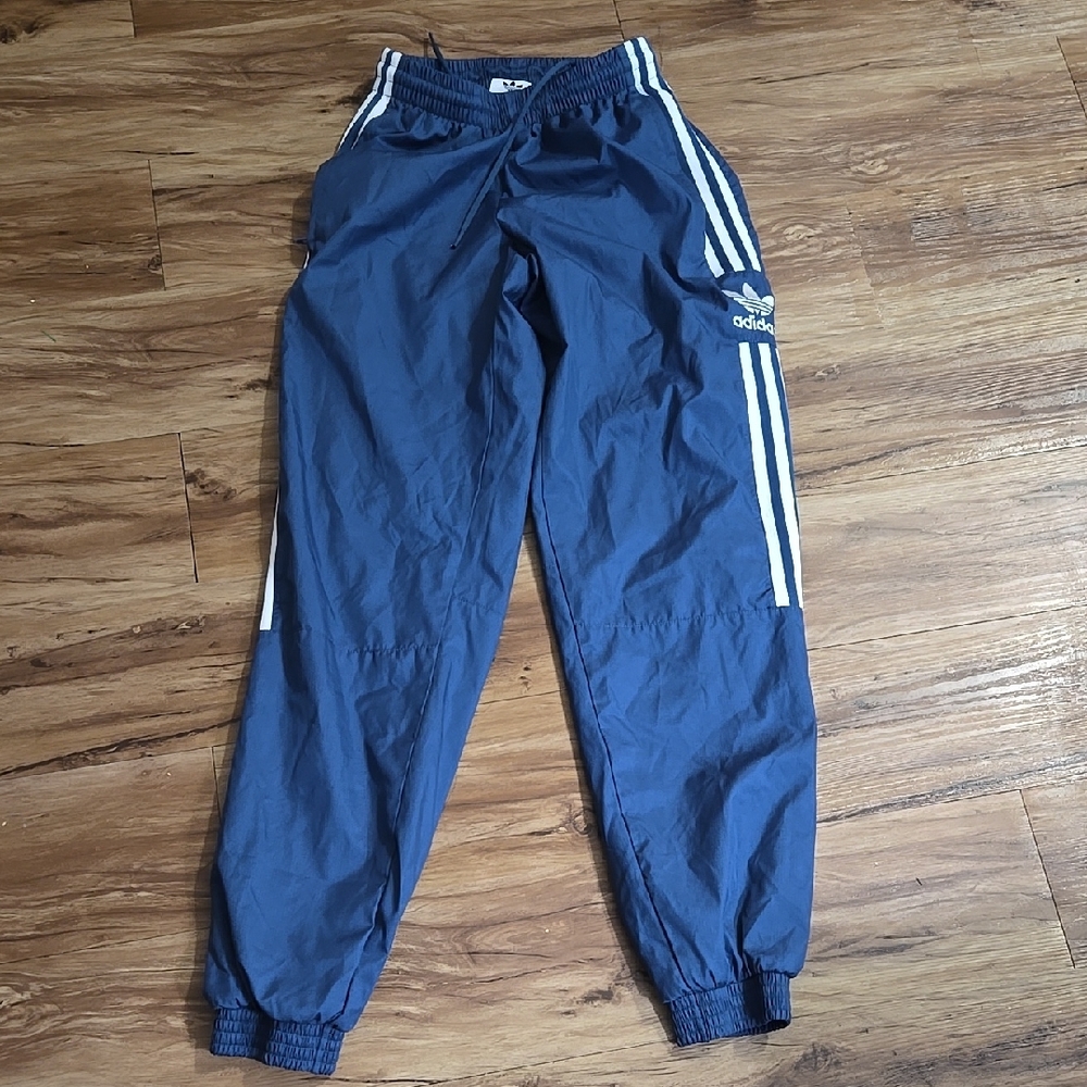 adidas Navy Blue Track Pants with White Stripes